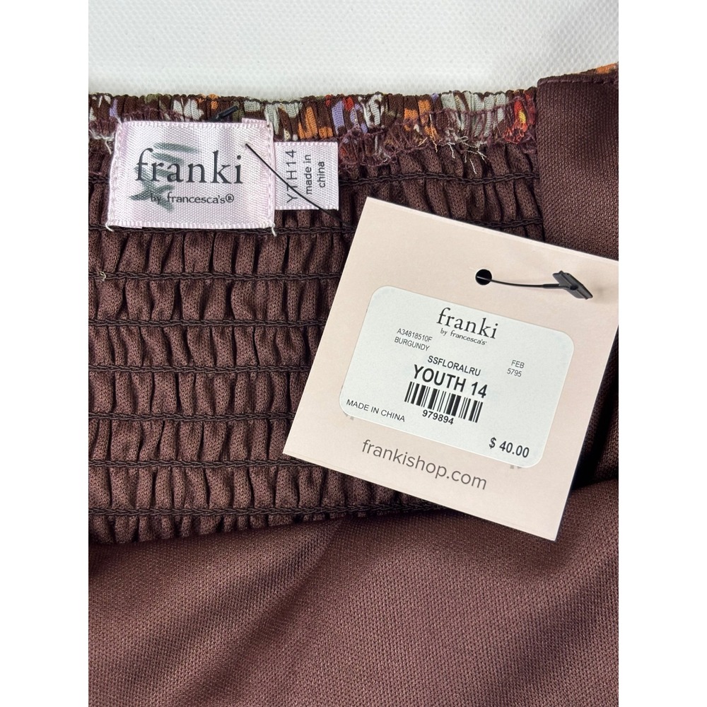 NWT Franki by Francesca's Floral Puff Sleeve Dress Youth 14 - Picture 6 of 7